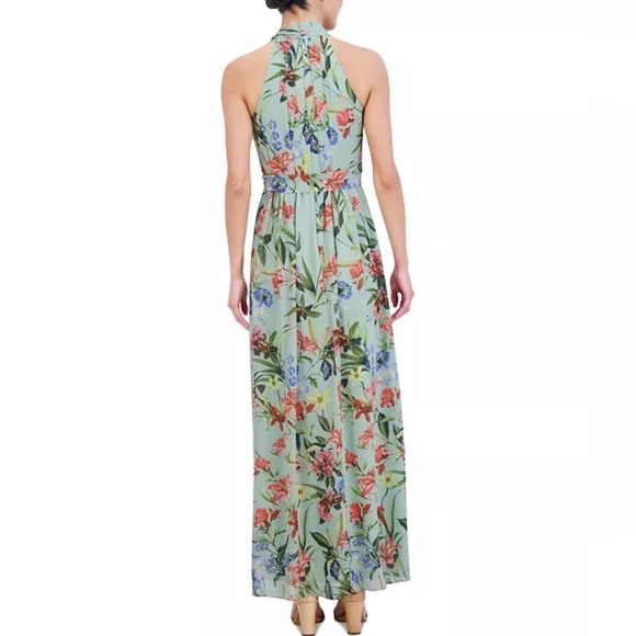 Eliza J Chic Floral Mint Green Halter Maxi Dress Sz 14 NWT - Picture 2 of 8